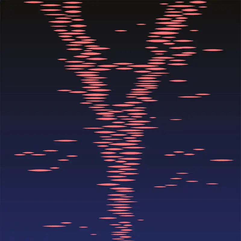 Pink horizontal lines arranged in a DNA double helix pattern.