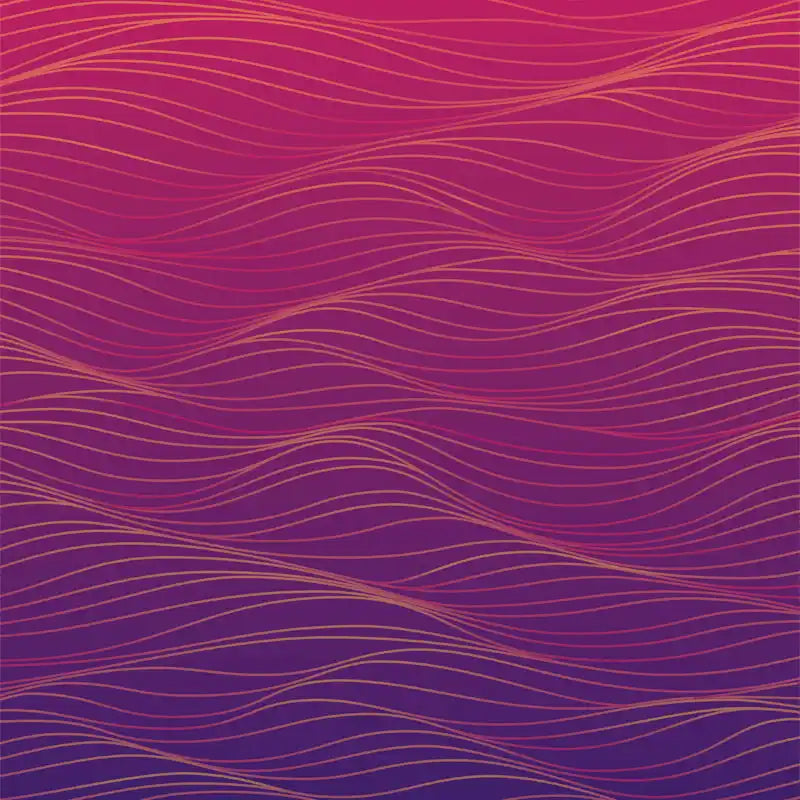 Wavy orange lines creating a pattern against a pink-to-purple gradient background.